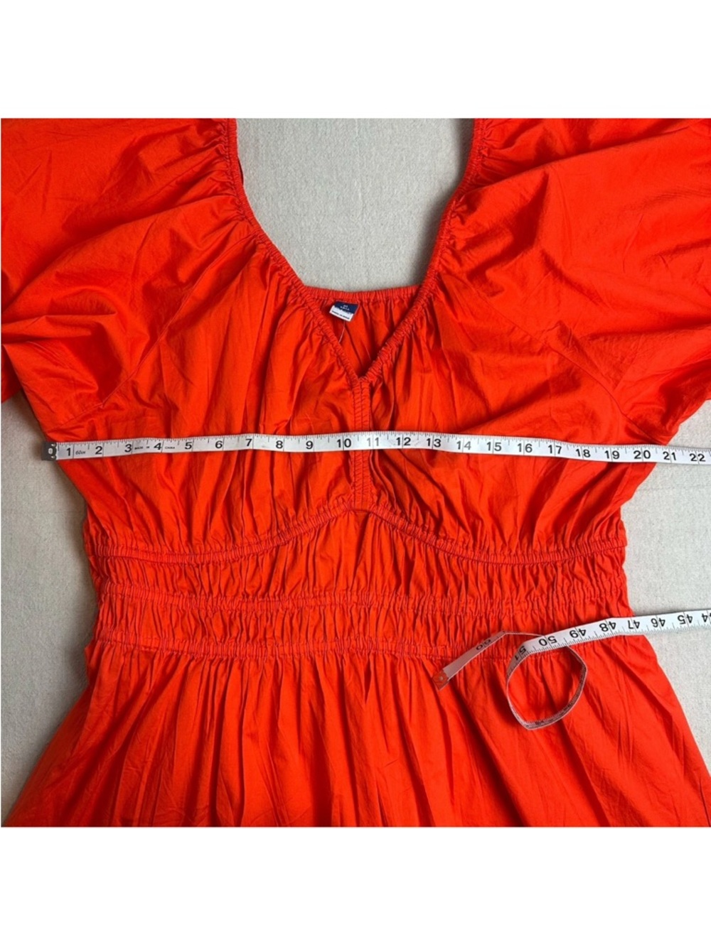 Old Navy Waist Defined Puff Sleeve Mini Dress Darling Clementine Size XL Tall - Picture 8 of 12